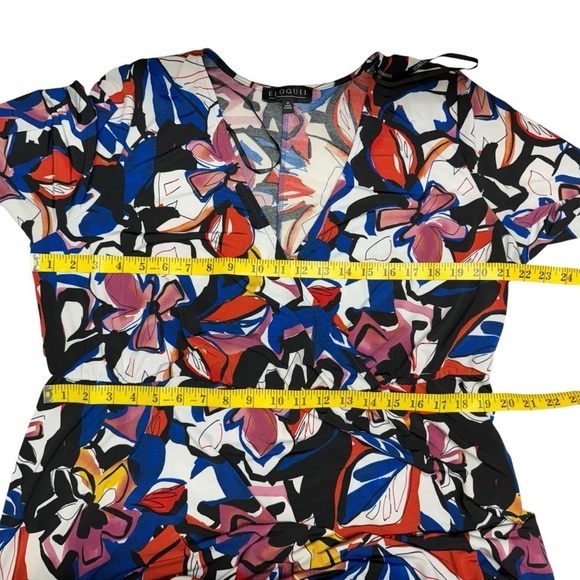 Eloquii Kimono Maxi Faux Wrap Dress Hawaiian Floral Long Sleeve Plus Size 18 - Picture 14 of 16